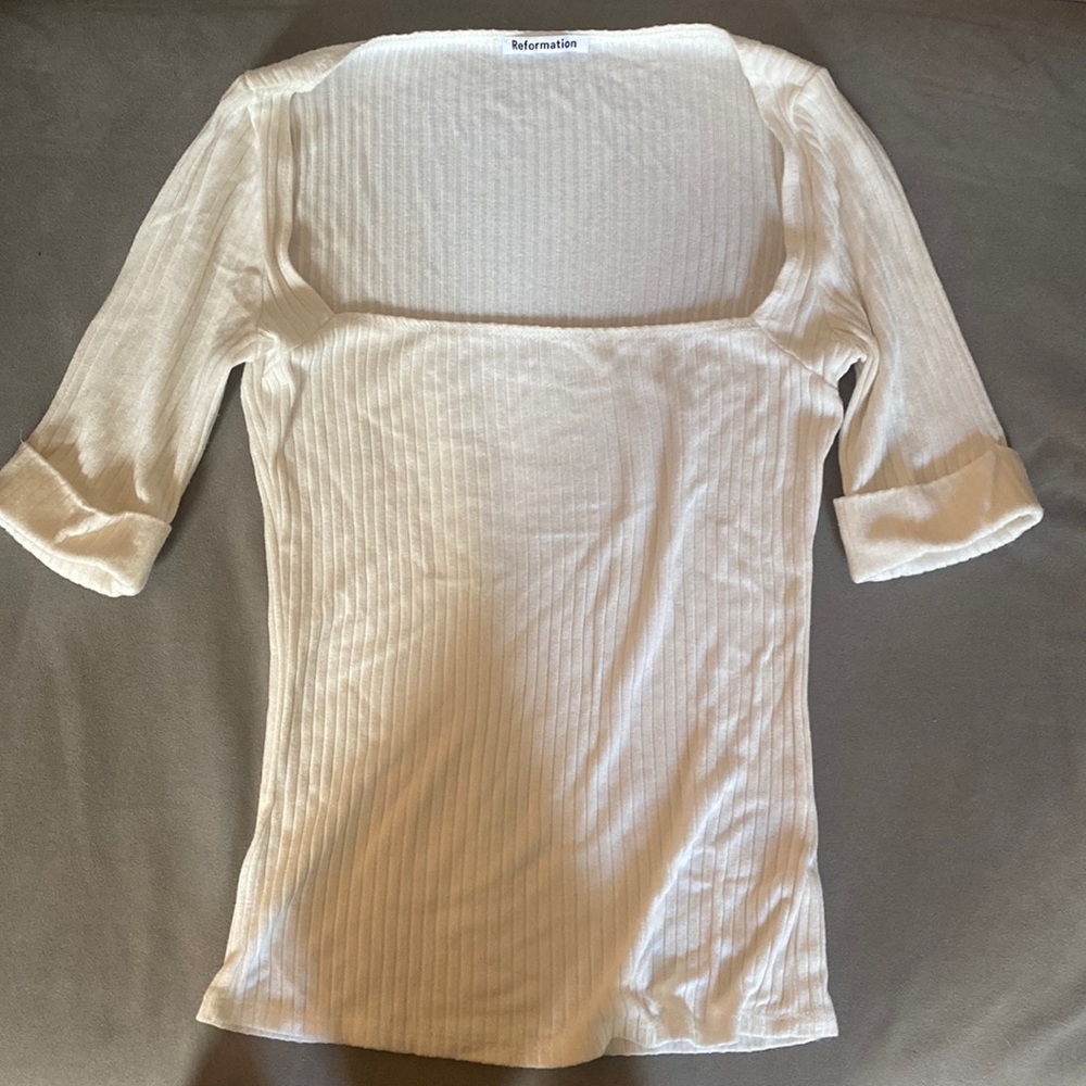 Reformation 3/4-length top in ivory